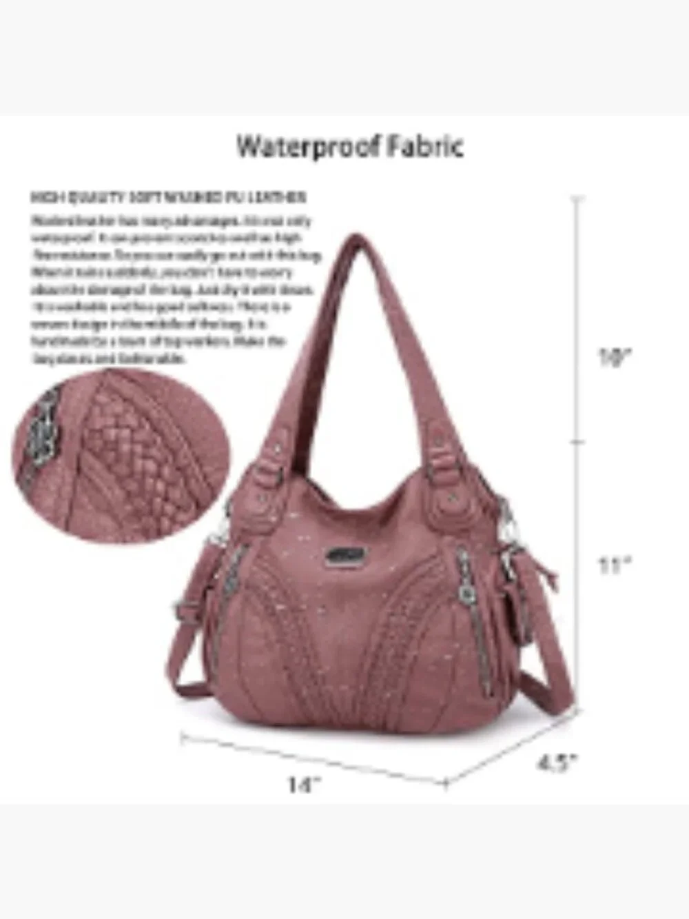 Washed Synthetic Leather Tote Shoulder Bag Satchel Purses